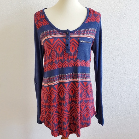 Soft Surroundings Tops - Soft Surrounding Red Blue Southwest Top Size Small